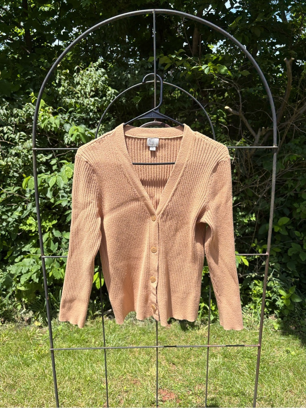 a new day Classic Women's V-Neck Button Cardigan Sweater Camel Tan Brown XL